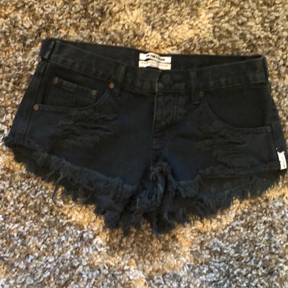 One Teaspoon Black Denim Shorts